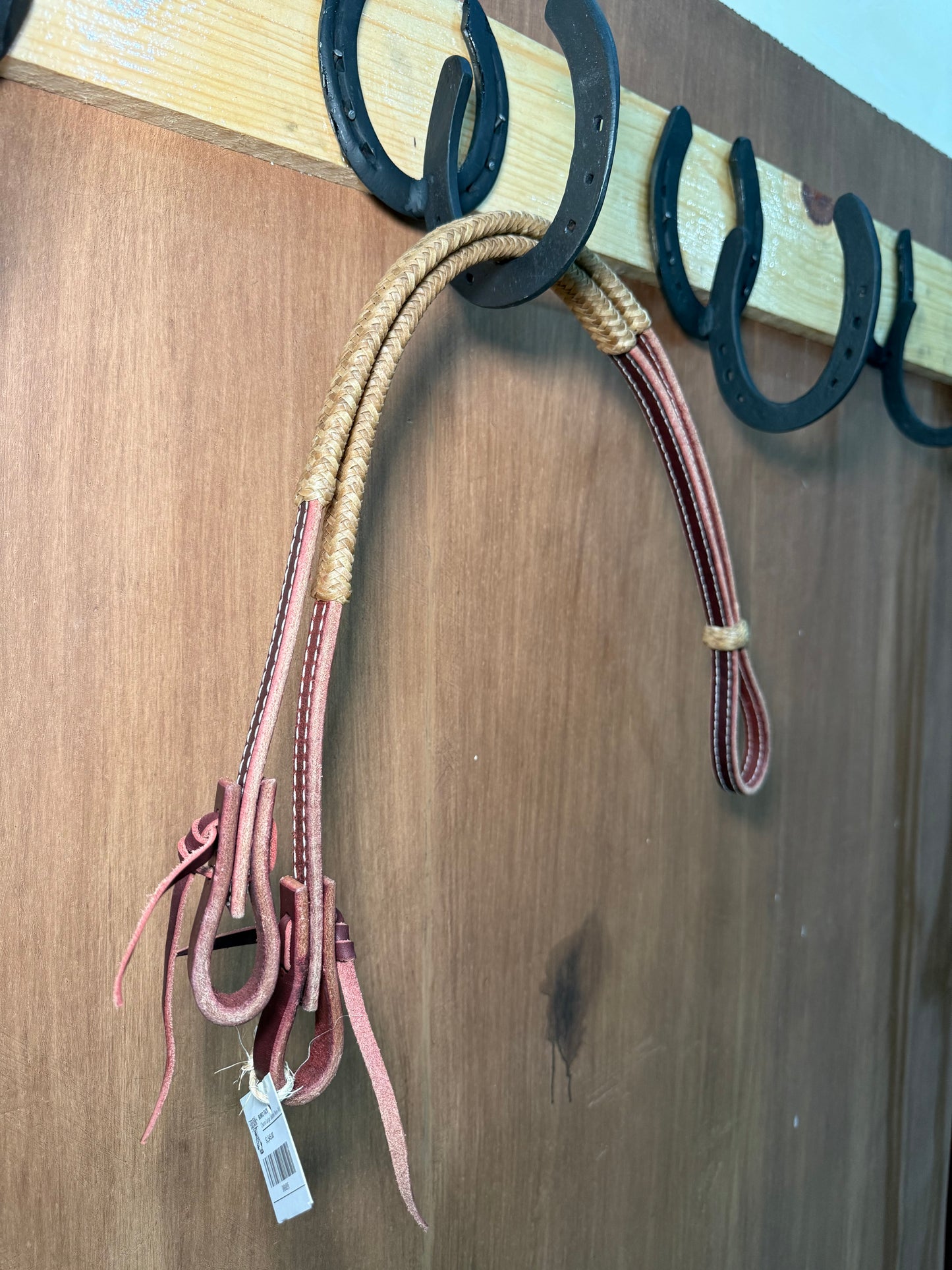 Charra leather reins with rawhide