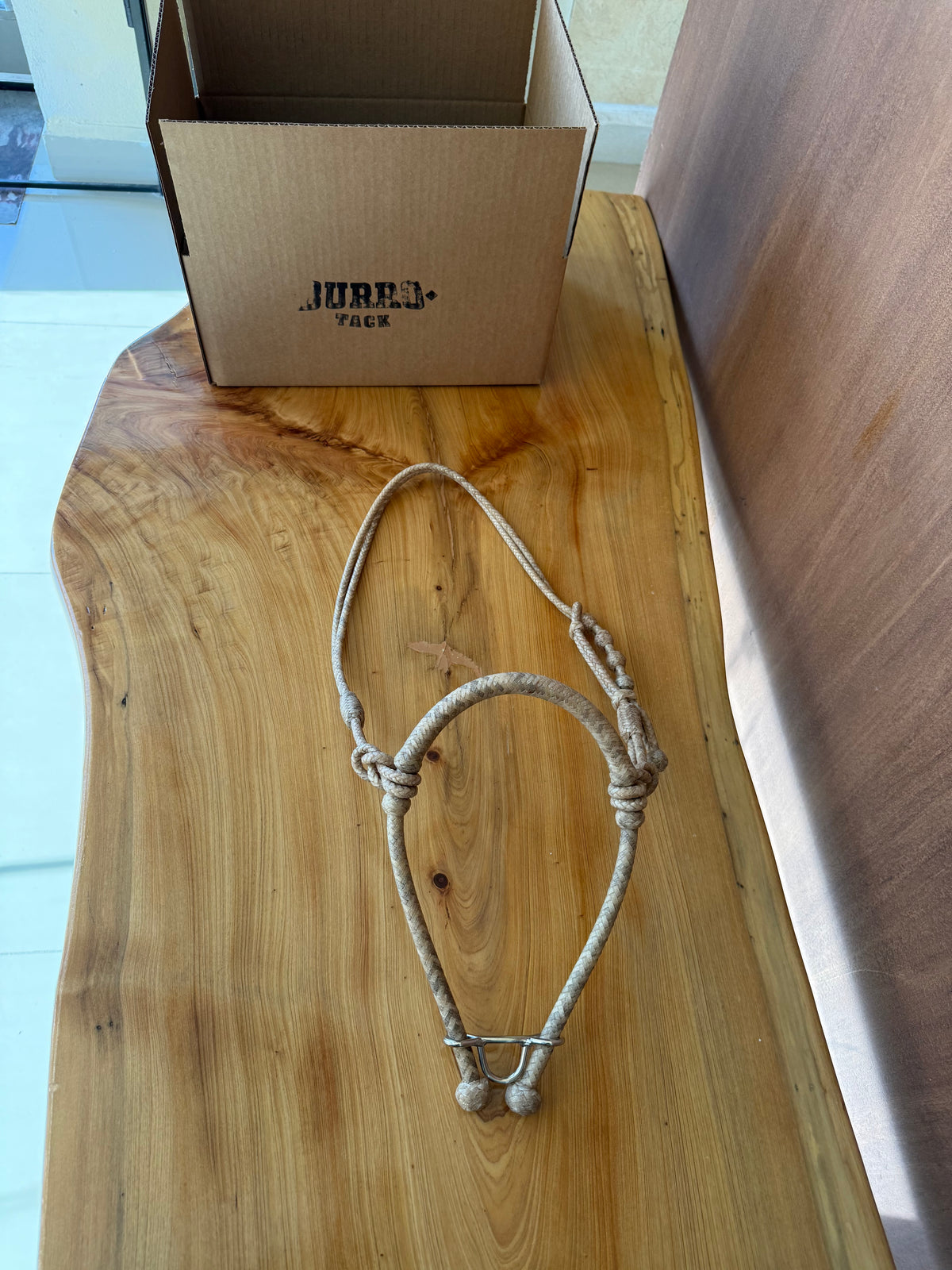 Braided Rawhide Rope Noseband with Tie-Down Ring