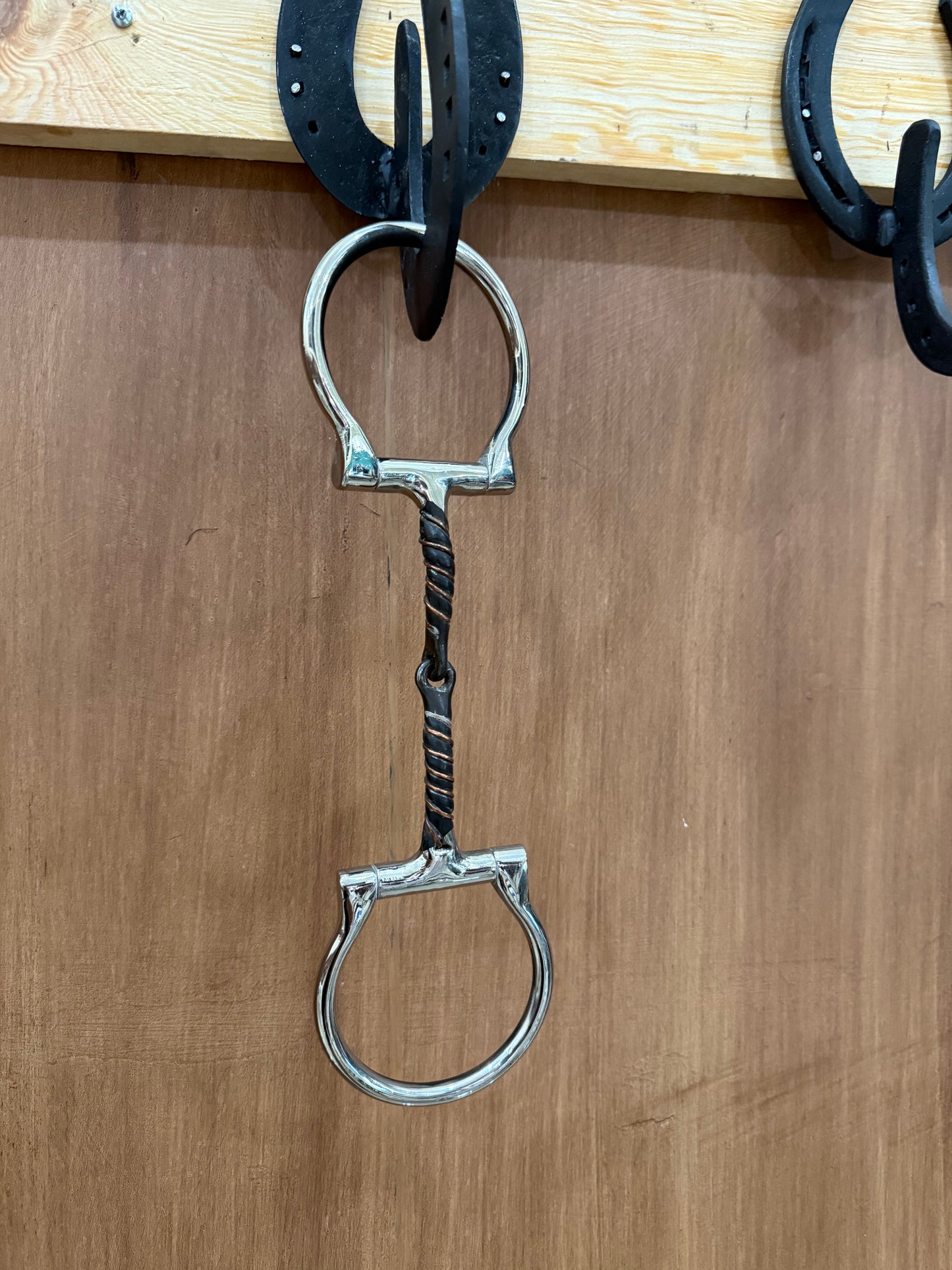 Snaffle bit D ring twisted copper wire