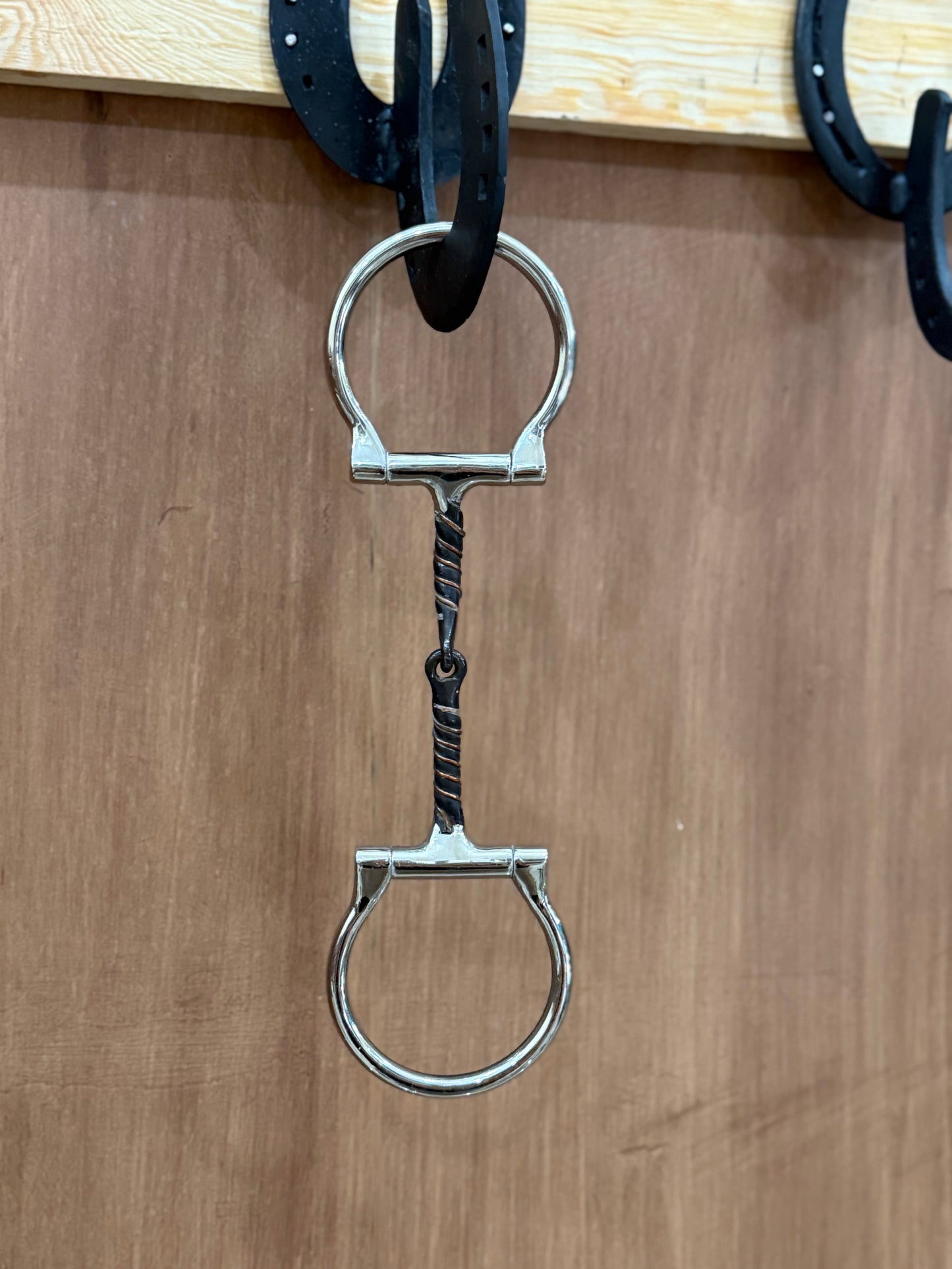 Snaffle bit D ring twisted copper wire