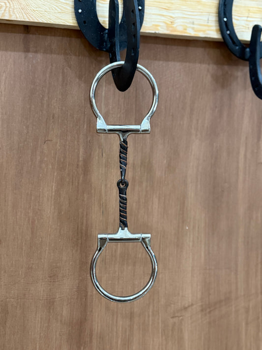 Snaffle bit D ring twisted copper wire