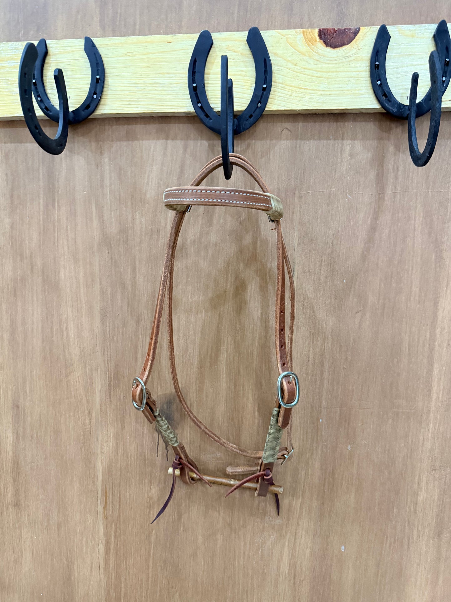 Harness leather Browband Headstall with rawhide