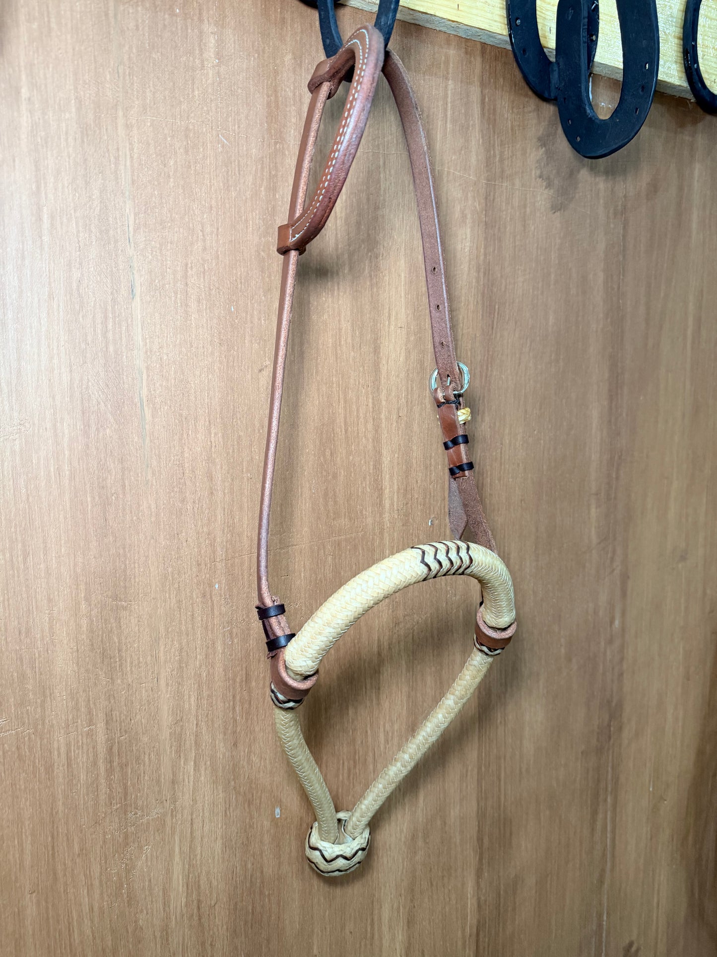 5/8” Hand-Braided Rawhide Bosal with One Ear Leather Bosal Hanger