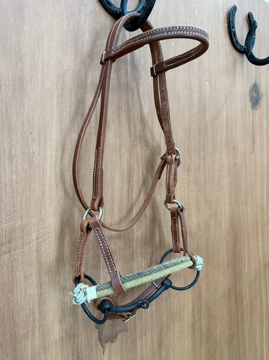 Side pull snaffle bit double rope