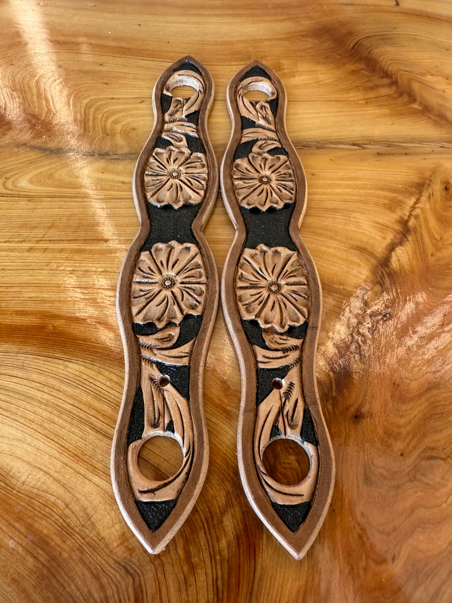 Hand-Tooled & Painted Leather Slobber Straps