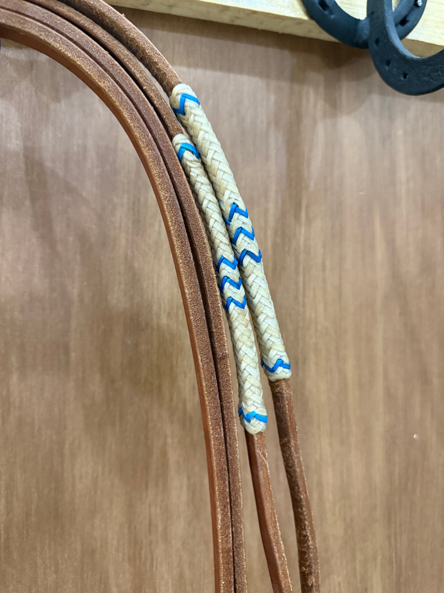 Leather reins with rawhide