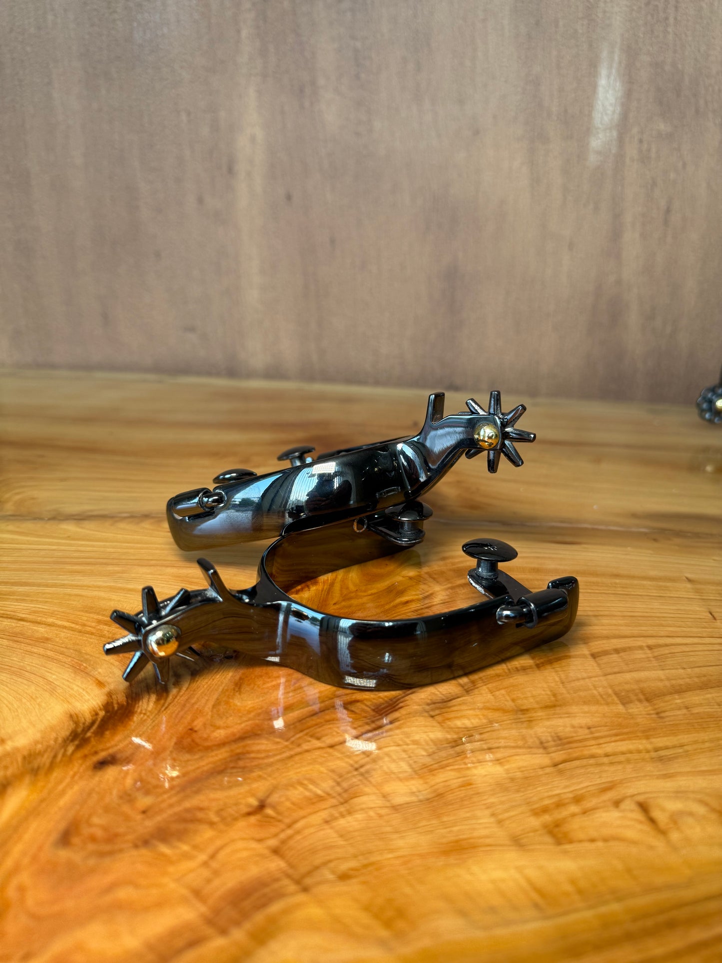 Black mirror finish cowboy spurs
