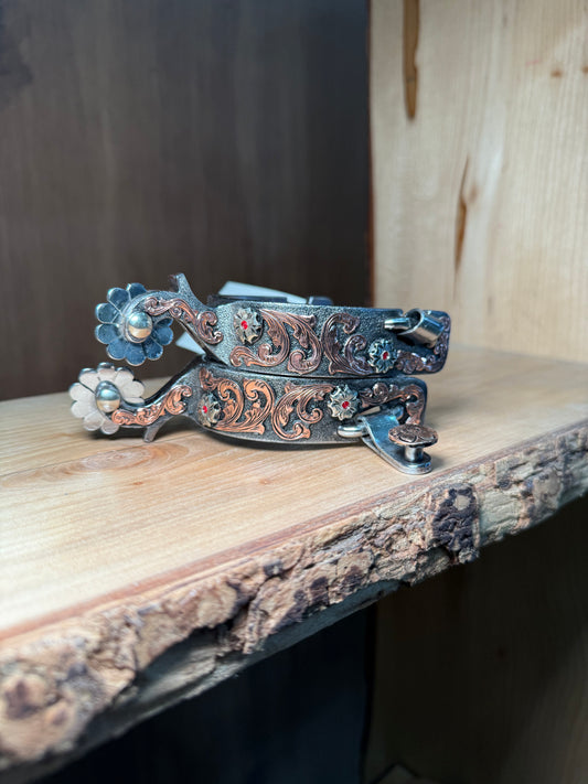 Ladies spurs flower rose gold