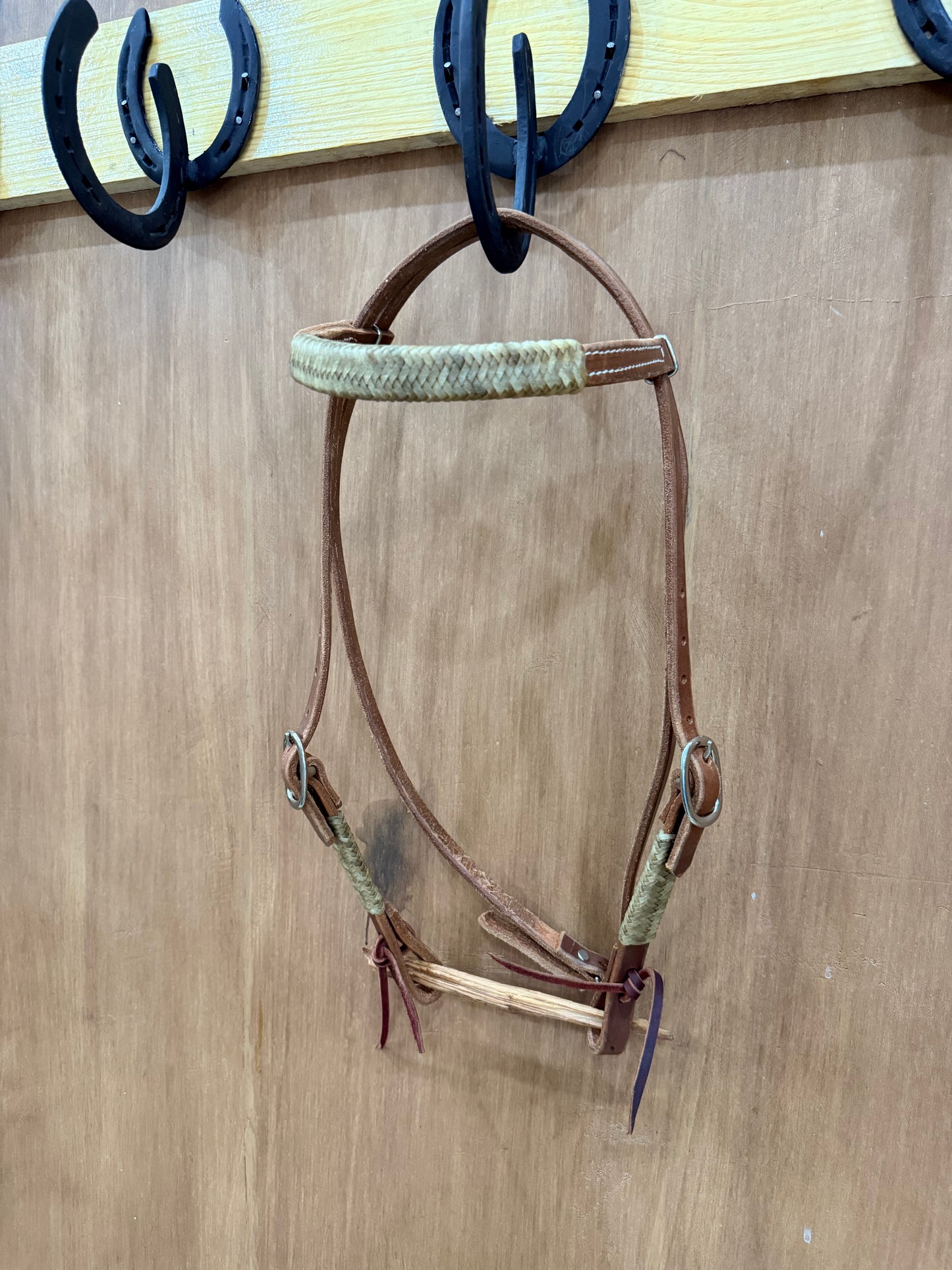 Harness leather Browband Headstall with rawhide