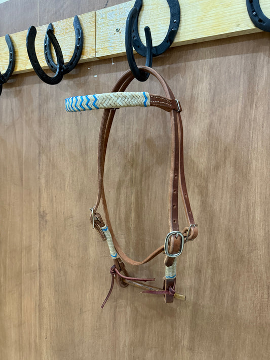 Harness leather Browband Headstall with rawhide