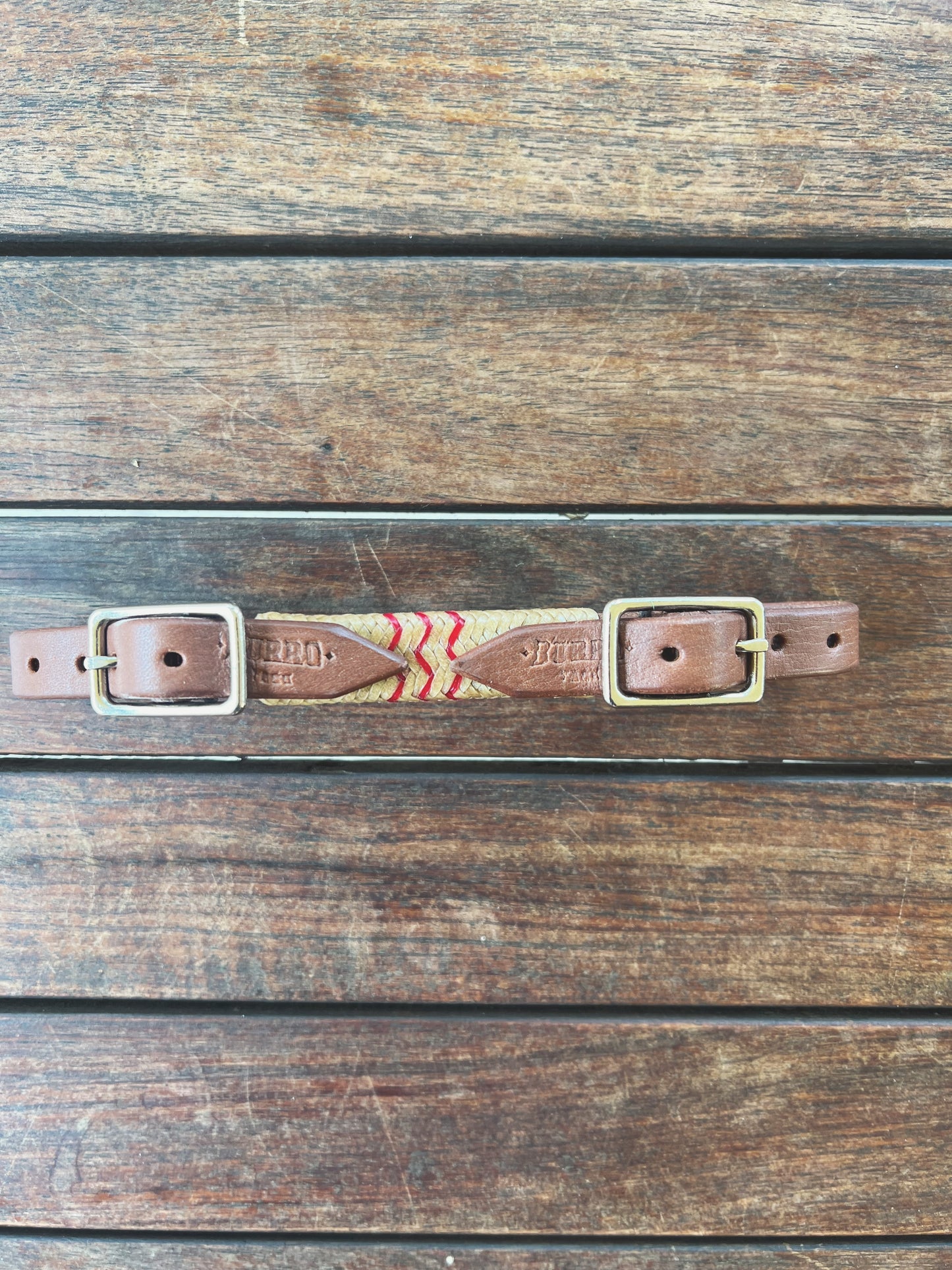 Rawhide Wrap Curb Strap Two Buckles