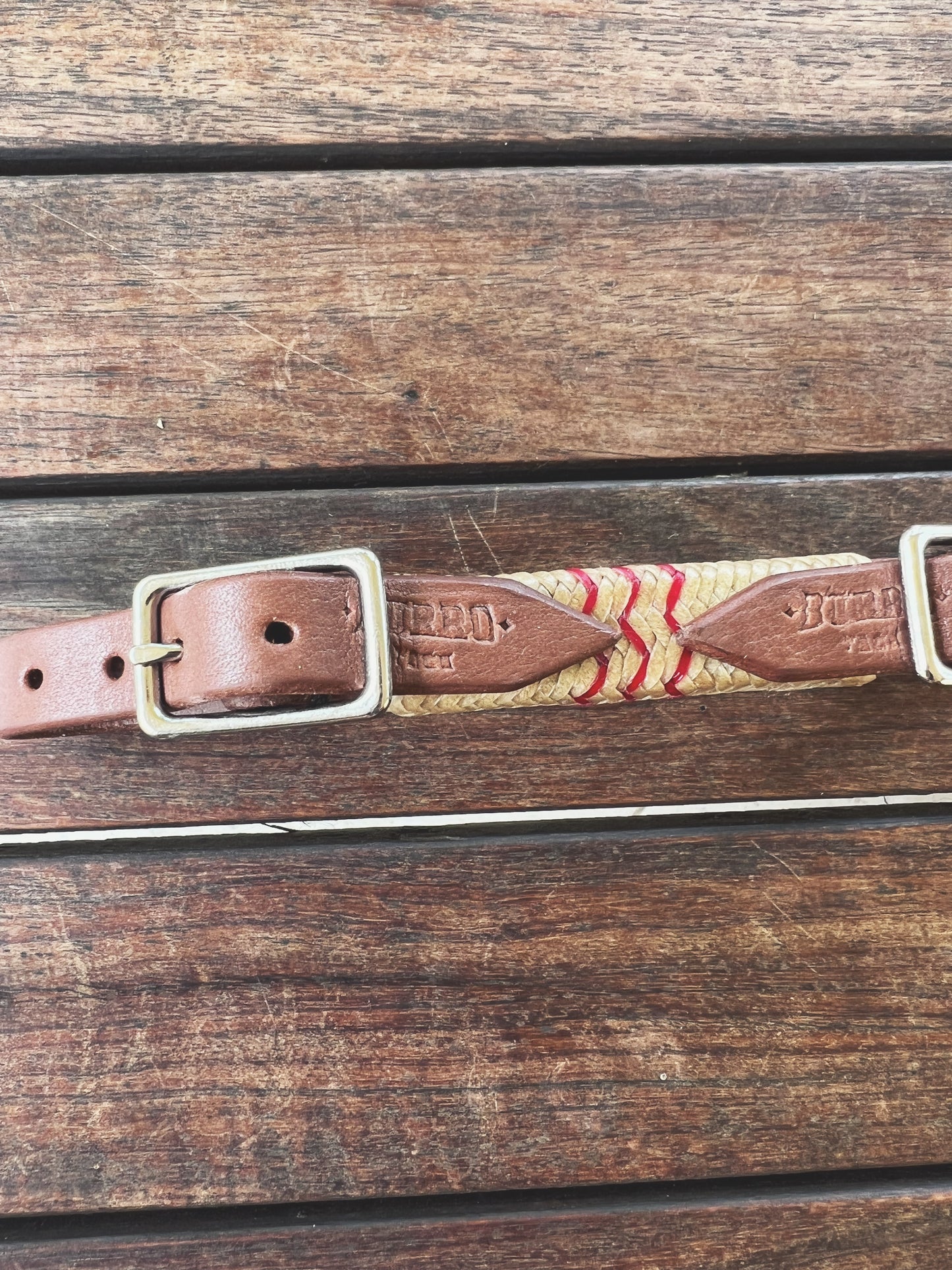 Rawhide Wrap Curb Strap Two Buckles