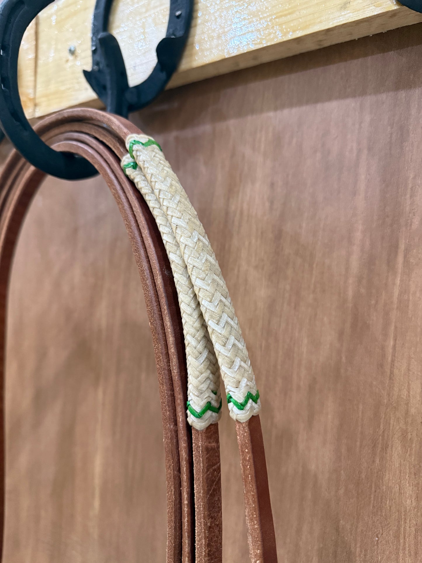 Leather reins with rawhide