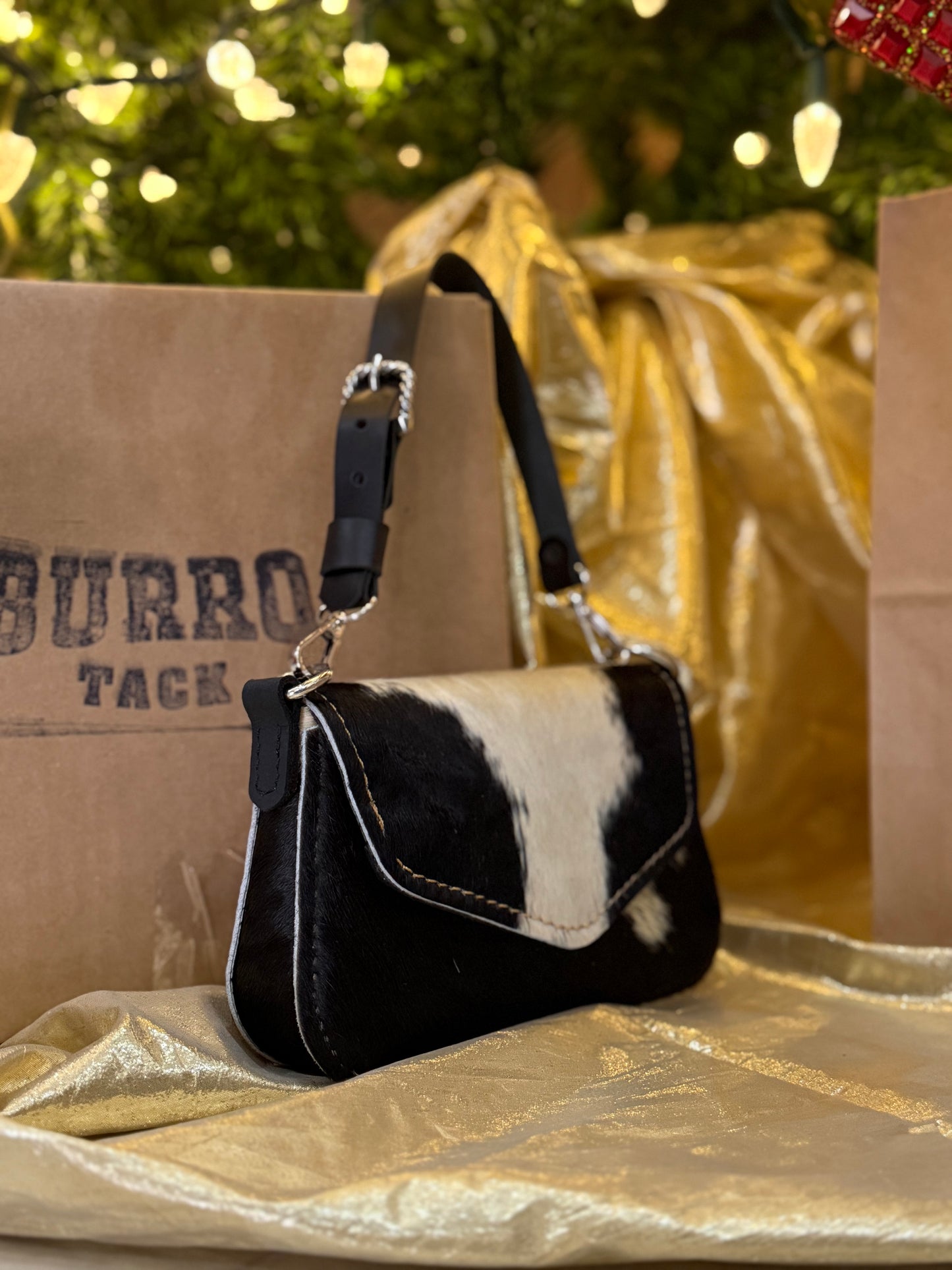Black cow leather mini bag