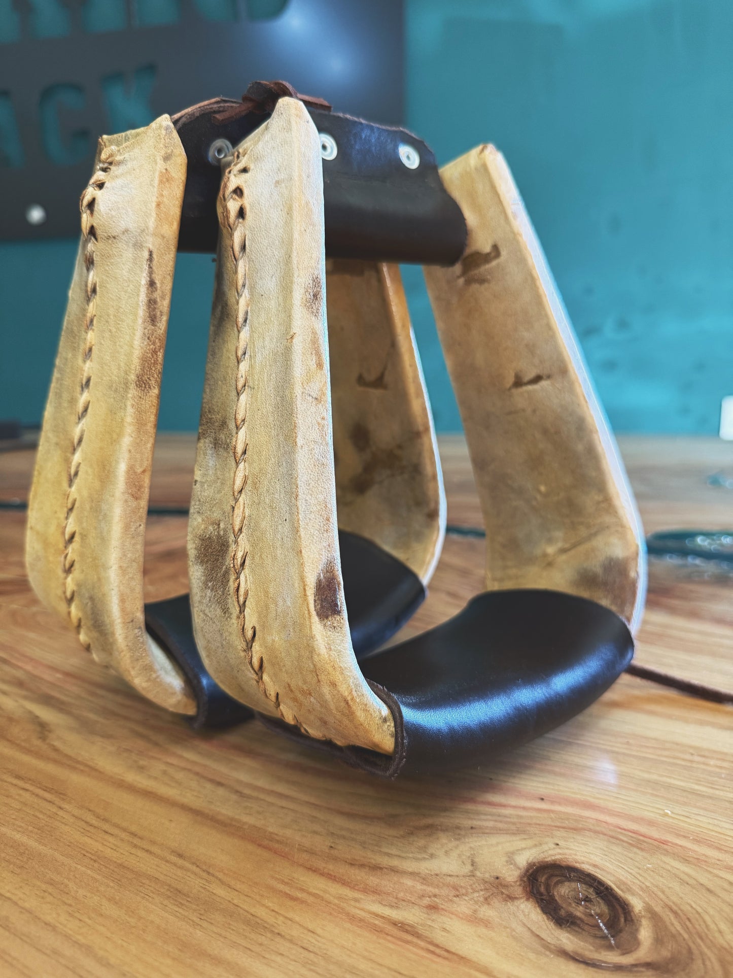 Rawhide covered stirrups