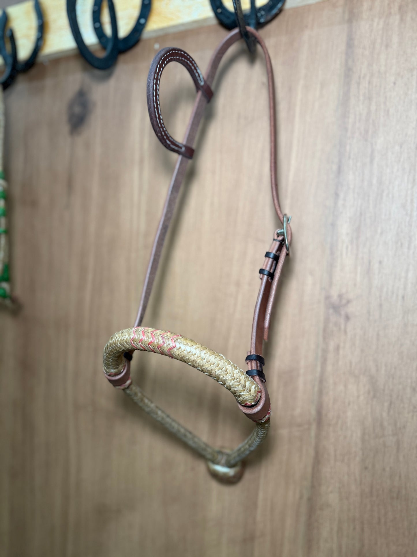5/8” Hand-Braided Rawhide Bosal with One Ear Leather Bosal Hanger