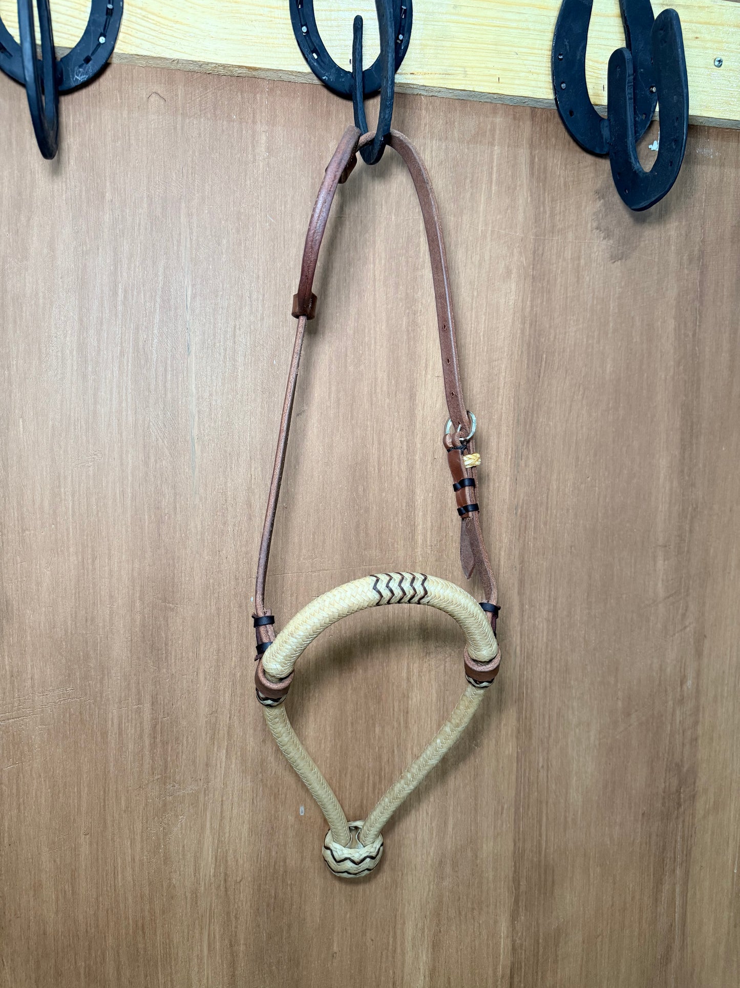 5/8” Hand-Braided Rawhide Bosal with One Ear Leather Bosal Hanger