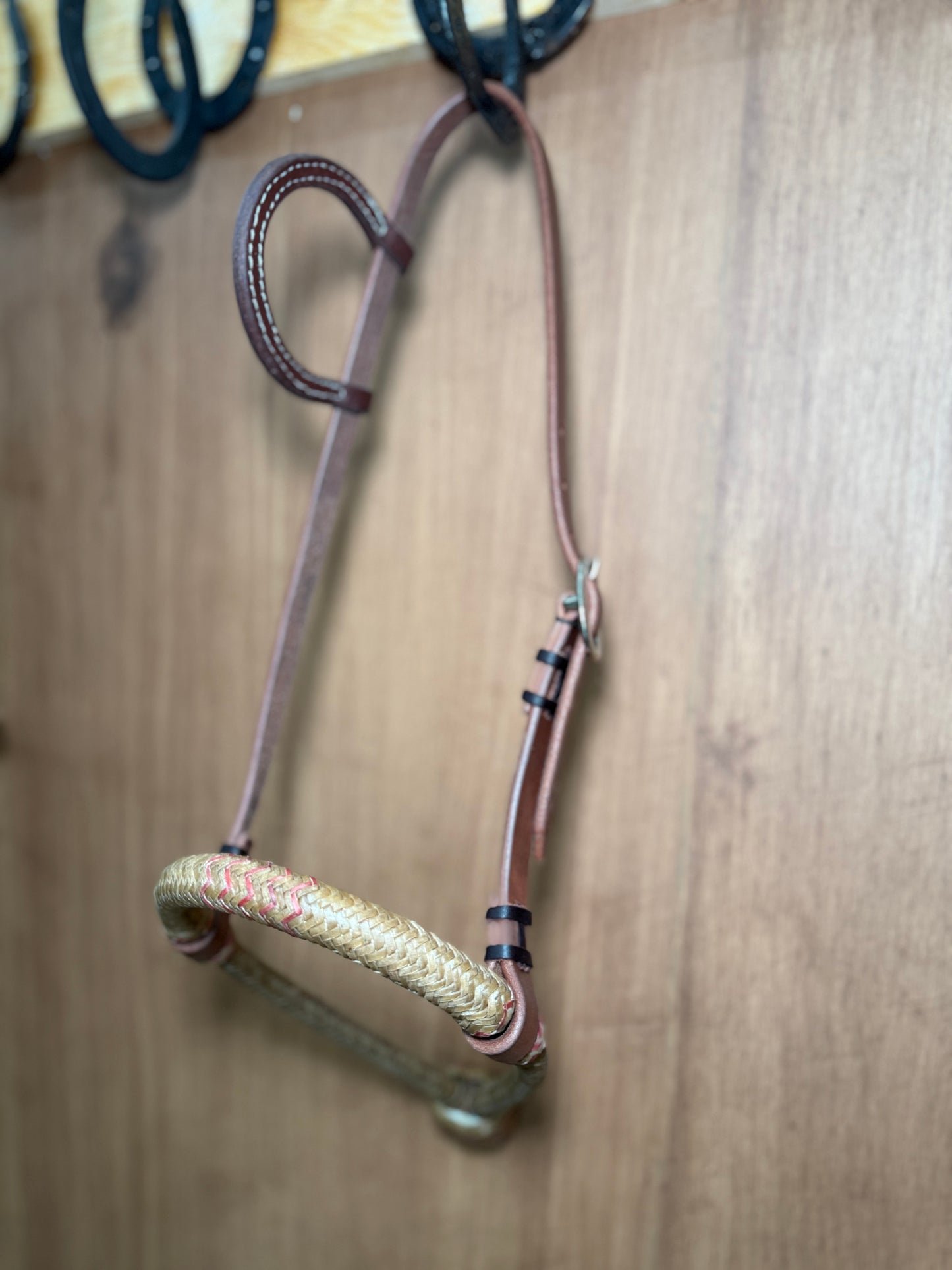 5/8” Hand-Braided Rawhide Bosal with One Ear Leather Bosal Hanger