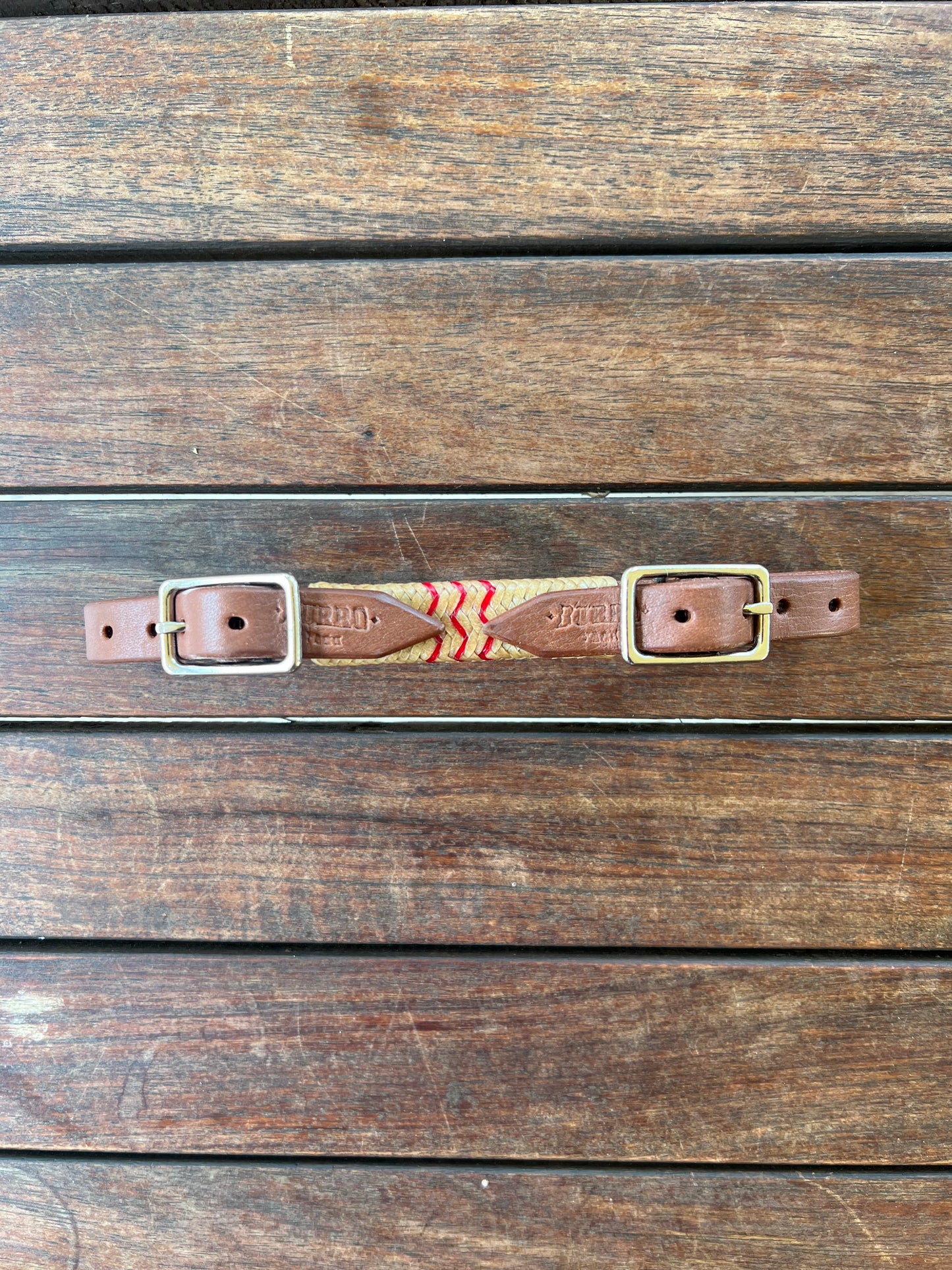 Rawhide Wrap Curb Strap Two Buckles