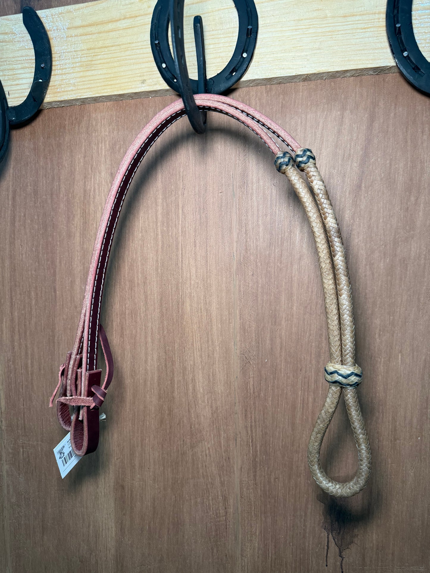 Charra leather reins with rawhide