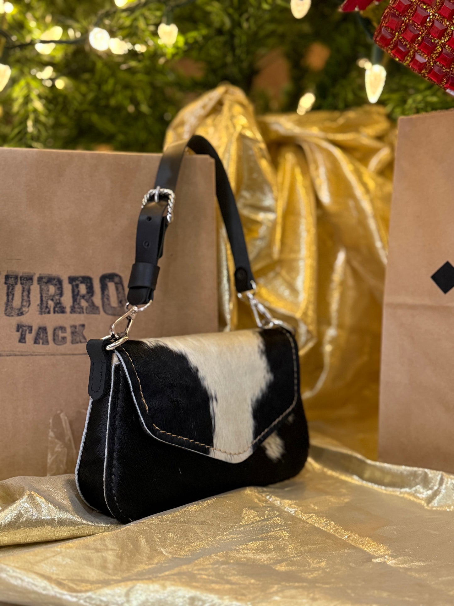 Black cow leather mini bag