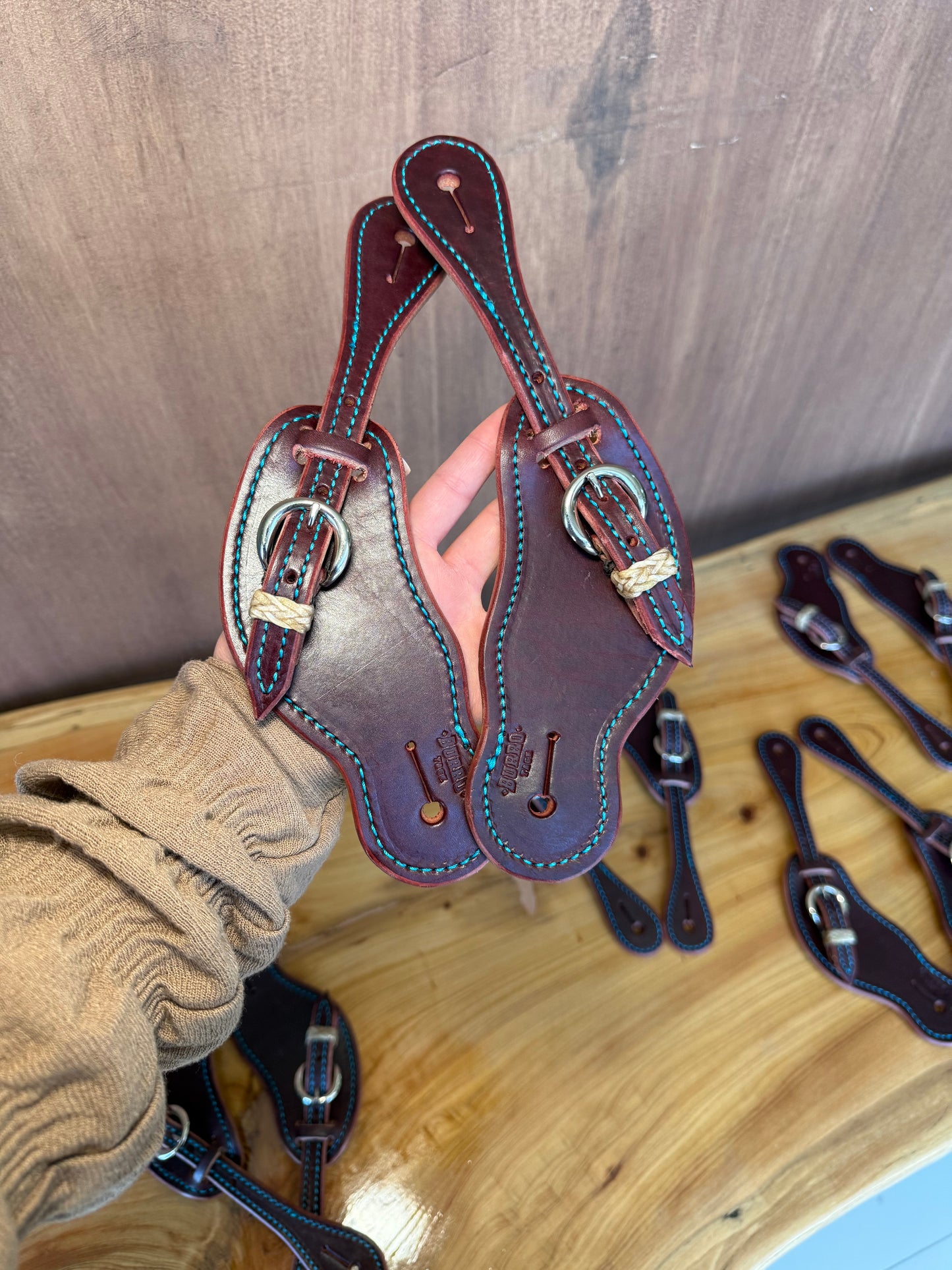 Turquoise Stitched Spurs Straps