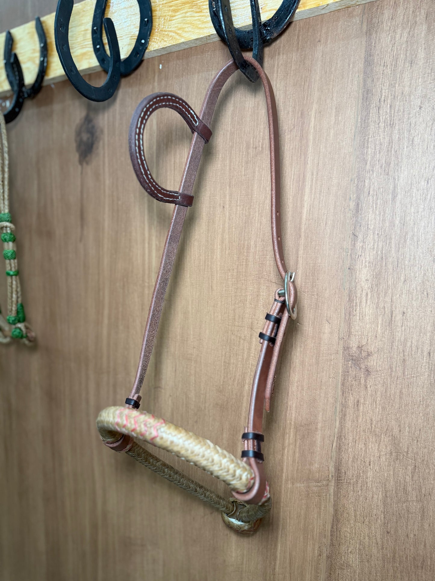 5/8” Hand-Braided Rawhide Bosal with One Ear Leather Bosal Hanger
