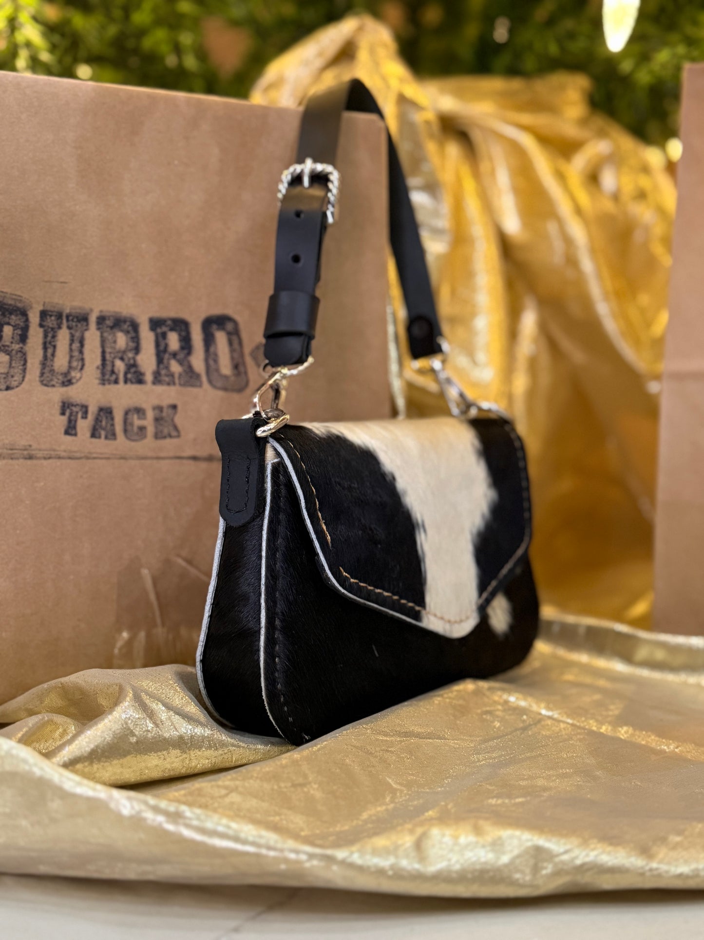 Black cow leather mini bag