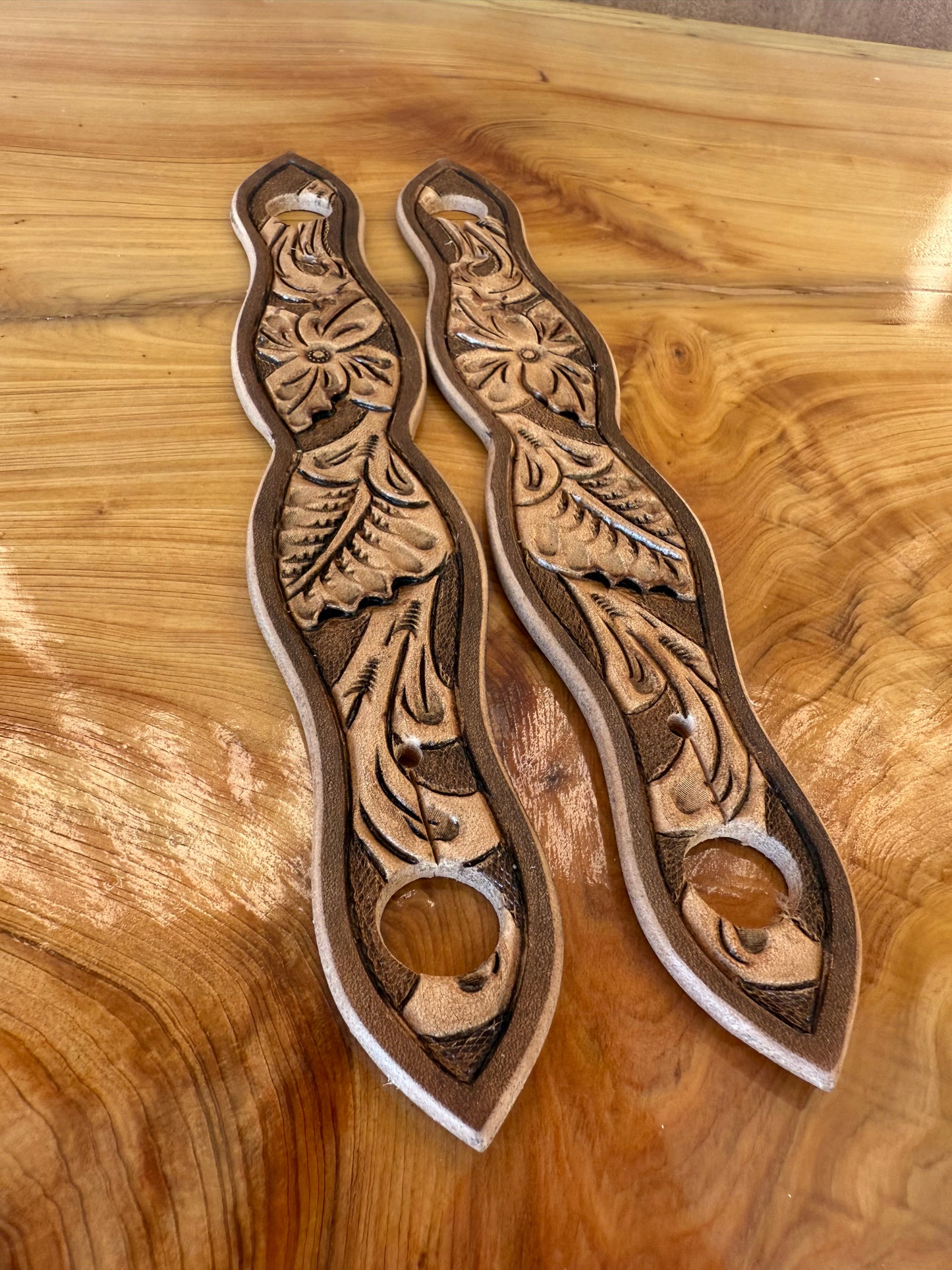 Hand-Tooled & Painted Leather Slobber Straps