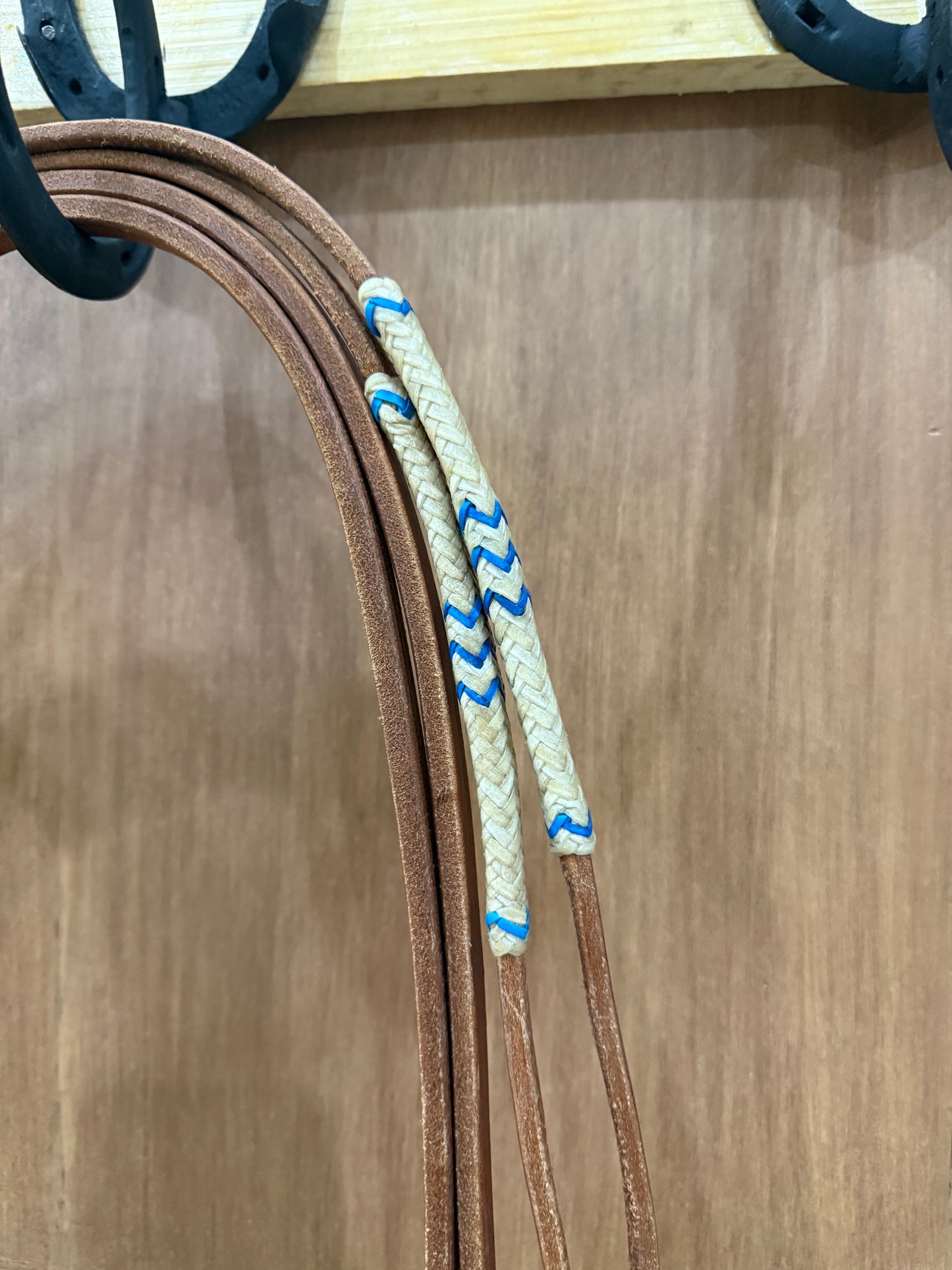 Leather reins with rawhide