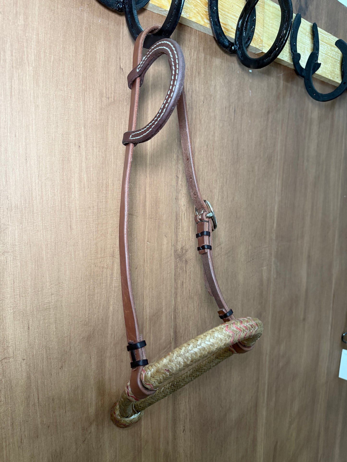 5/8” Hand-Braided Rawhide Bosal with One Ear Leather Bosal Hanger