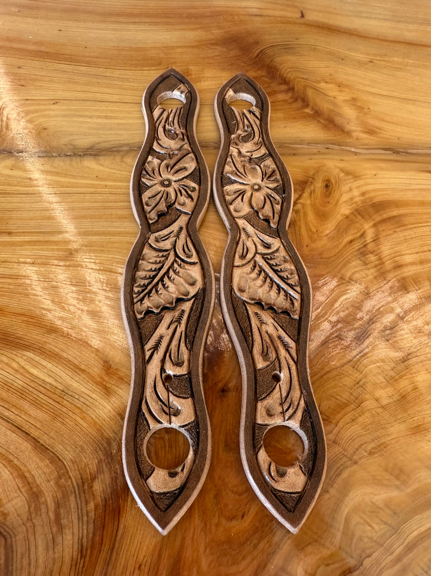Hand-Tooled & Painted Leather Slobber Straps