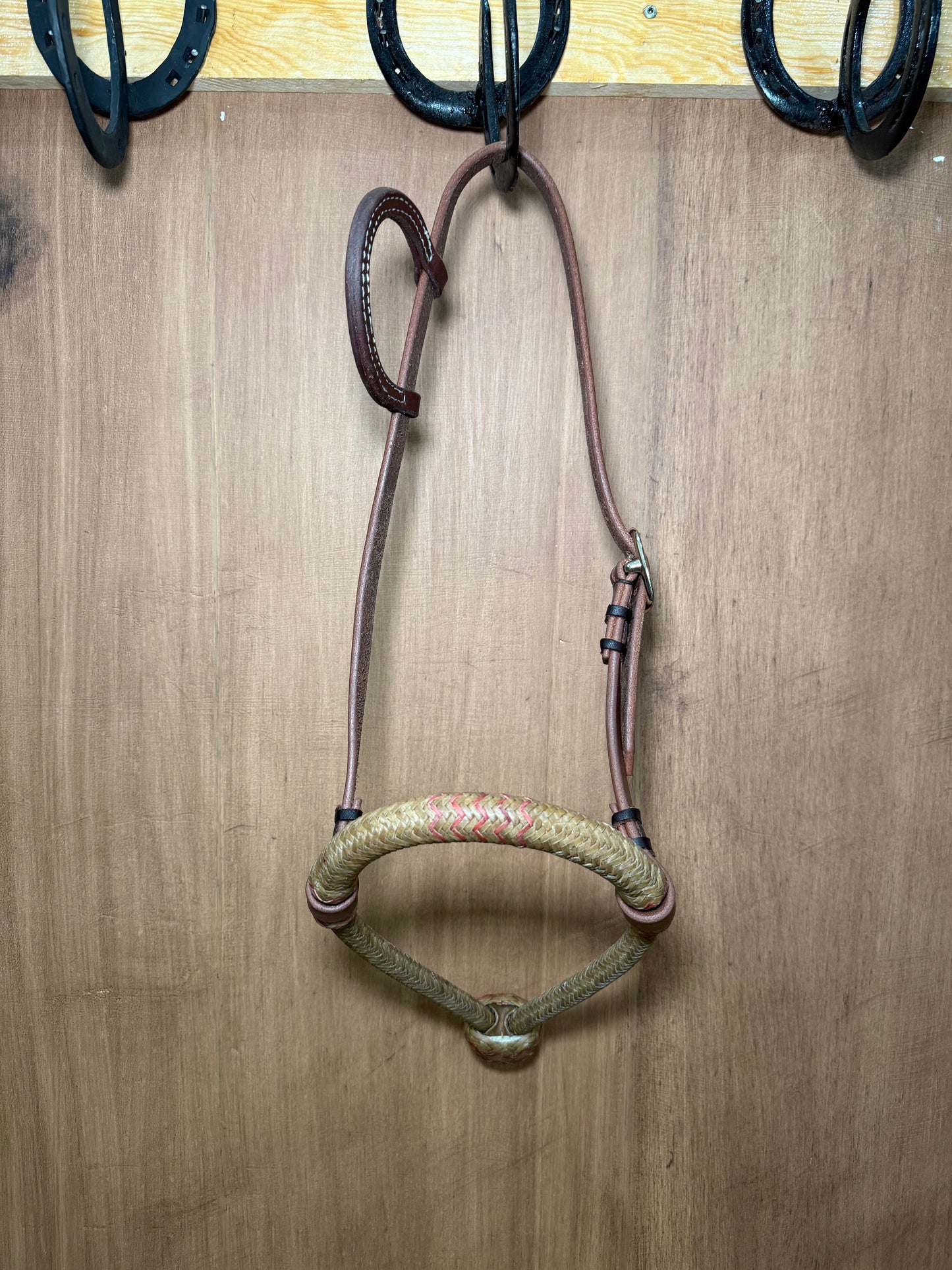 5/8” Hand-Braided Rawhide Bosal with One Ear Leather Bosal Hanger
