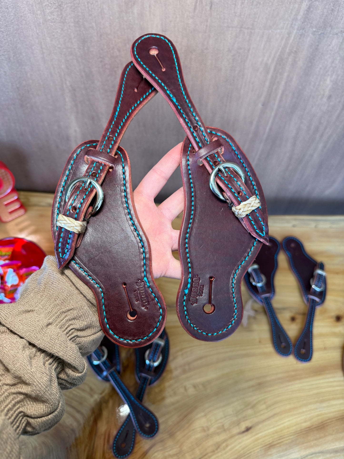 Turquoise Stitched Spurs Straps