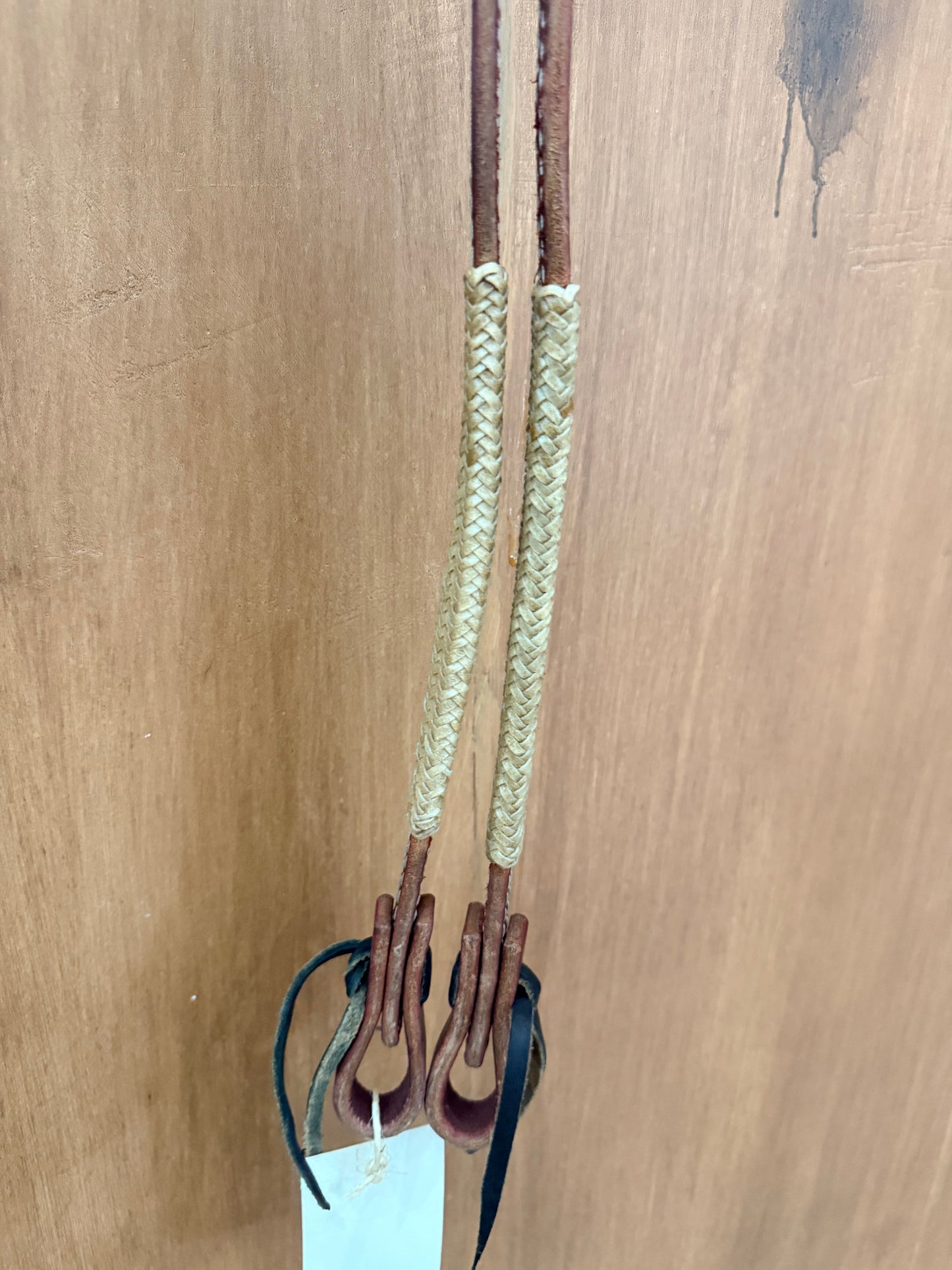 Charra leather reins with rawhide