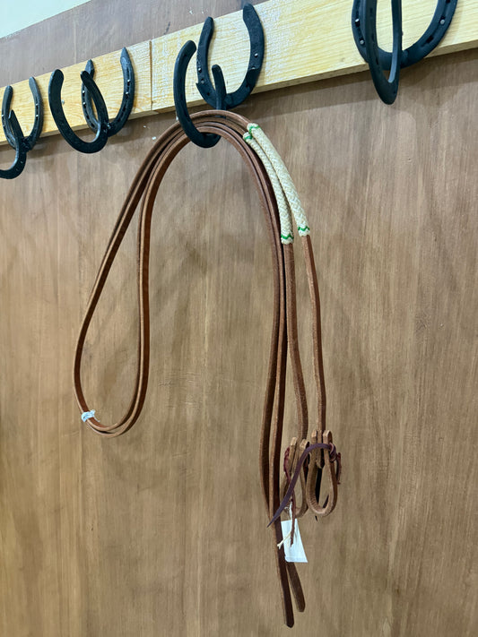 Leather reins with rawhide