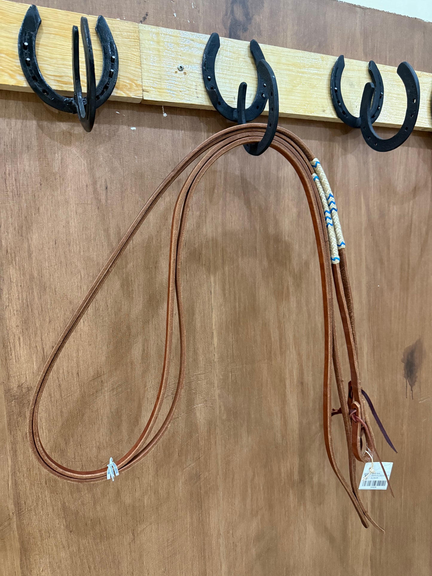 Leather reins with rawhide