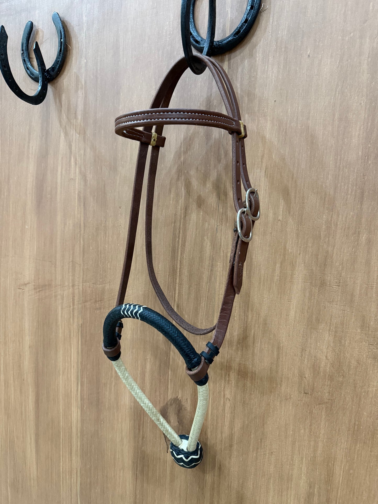 Rawhide braided 5/8" Hackamore bosal with Browband Headstall
