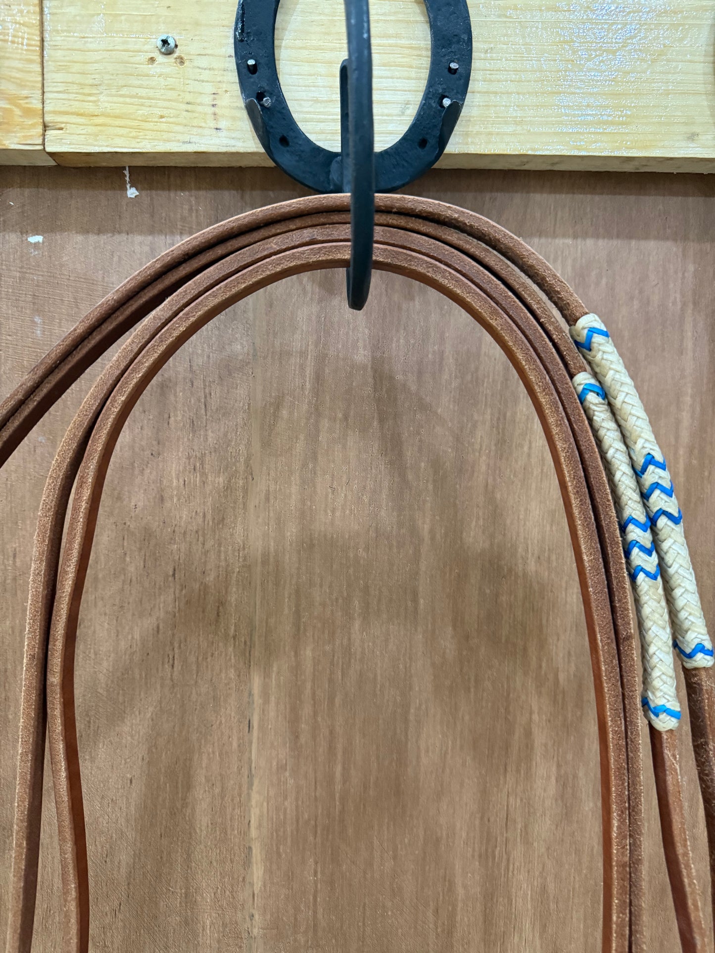 Leather reins with rawhide