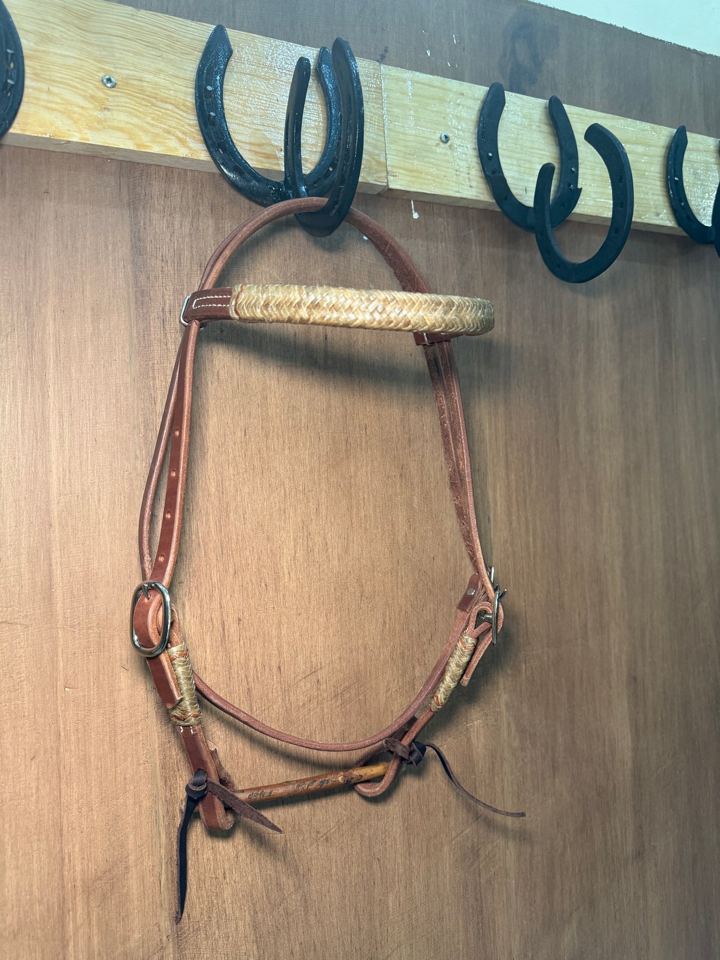 Harness leather Browband Headstall with rawhide