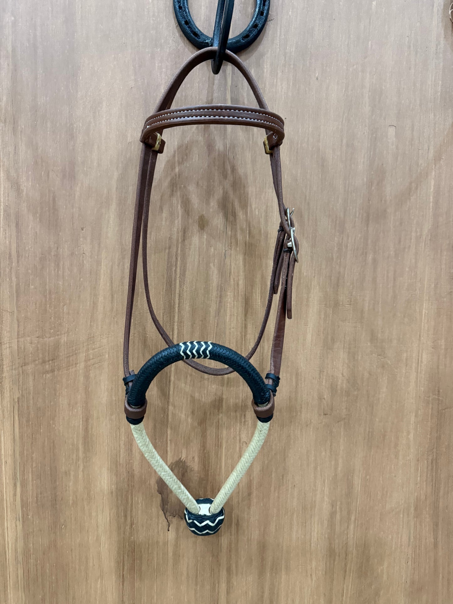 Rawhide braided 5/8" Hackamore bosal with Browband Headstall