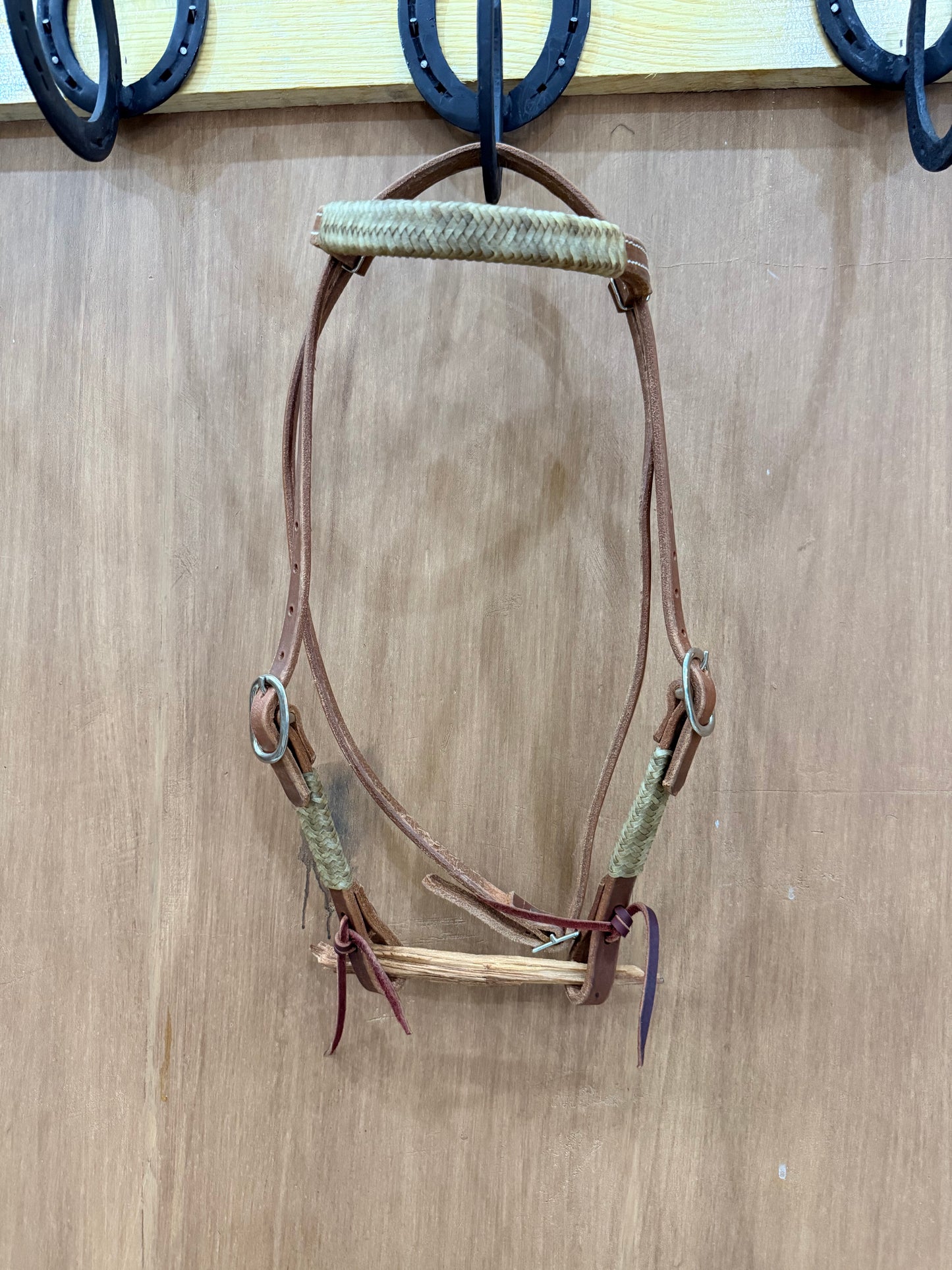 Harness leather Browband Headstall with rawhide