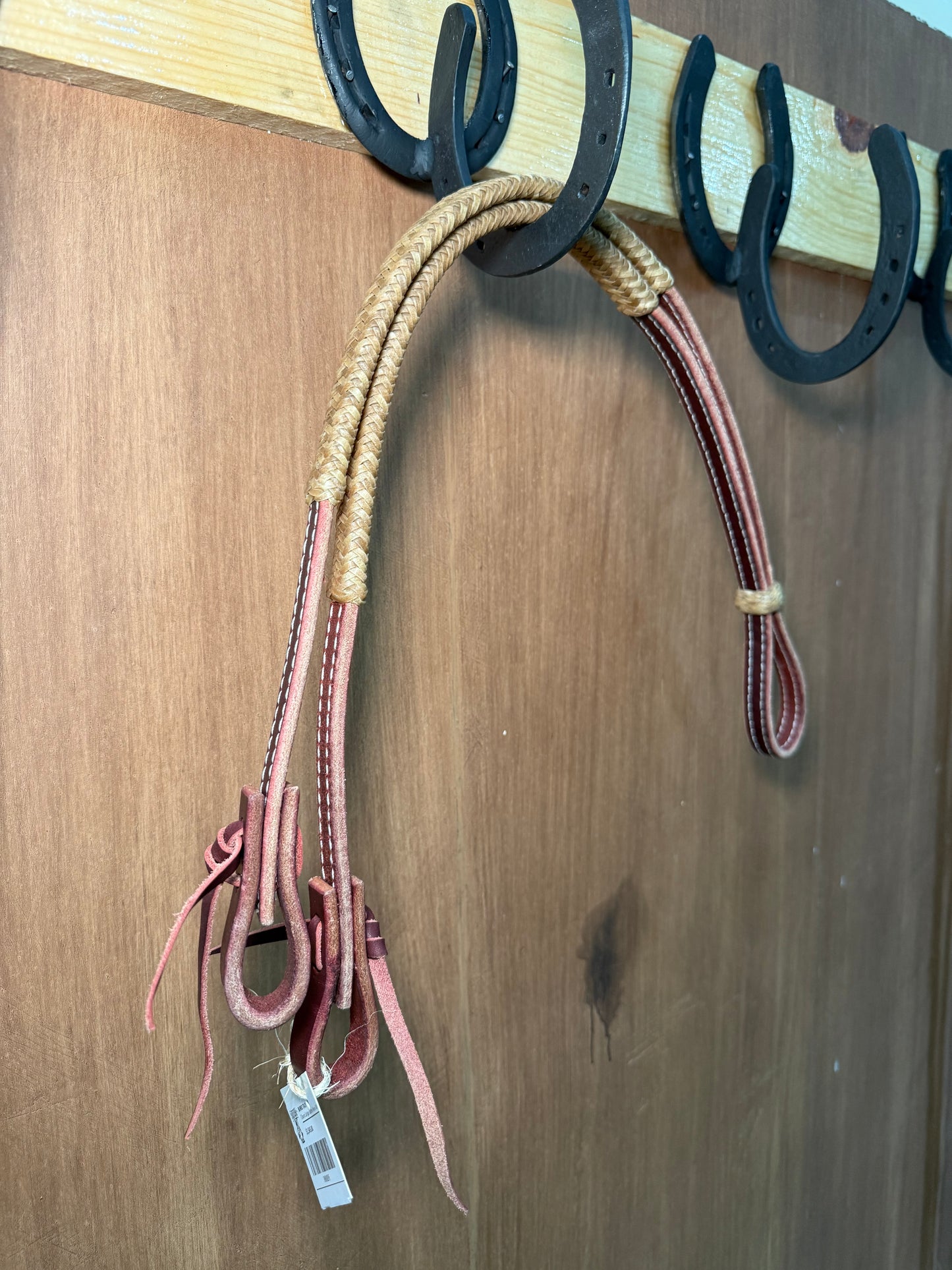 Charra leather reins with rawhide
