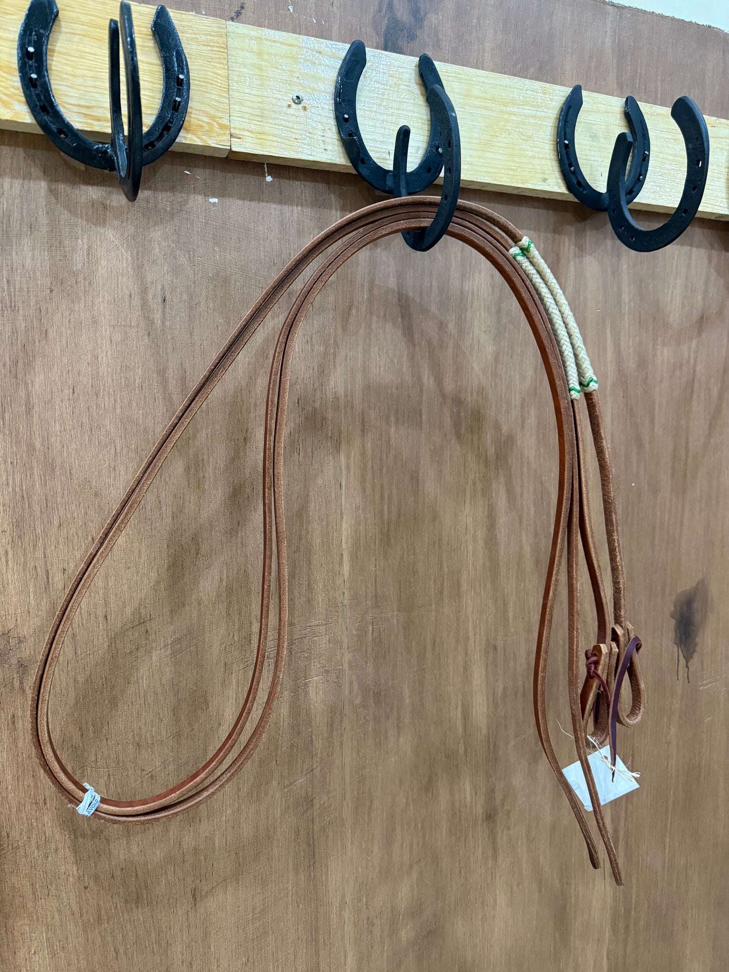 Leather reins with rawhide