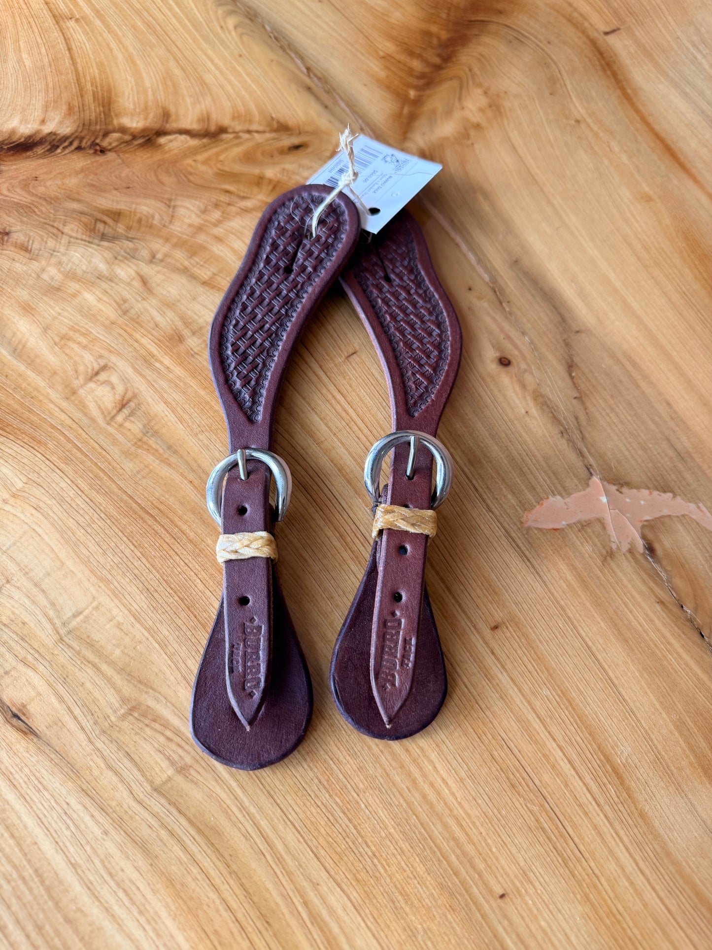 Youth Basket Stamp Spur Straps 17