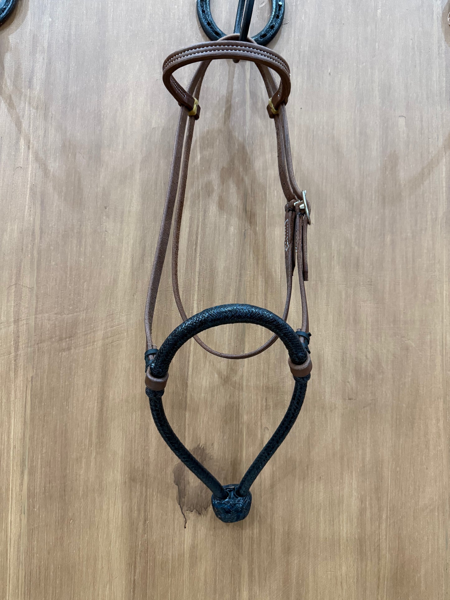 Rawhide braided 5/8" Hackamore bosal with Browband Headstall