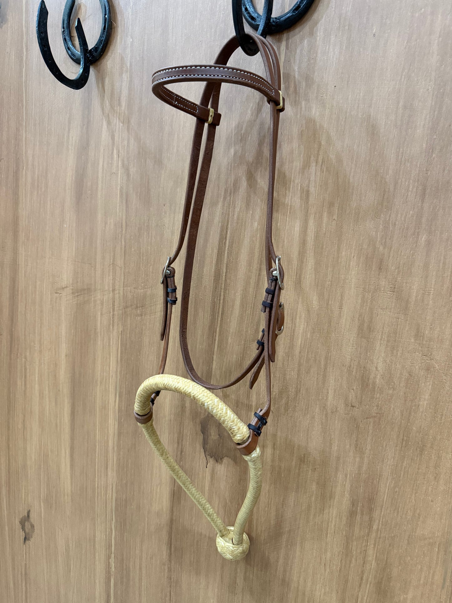 Rawhide braided 5/8" Hackamore bosal with Browband Headstall