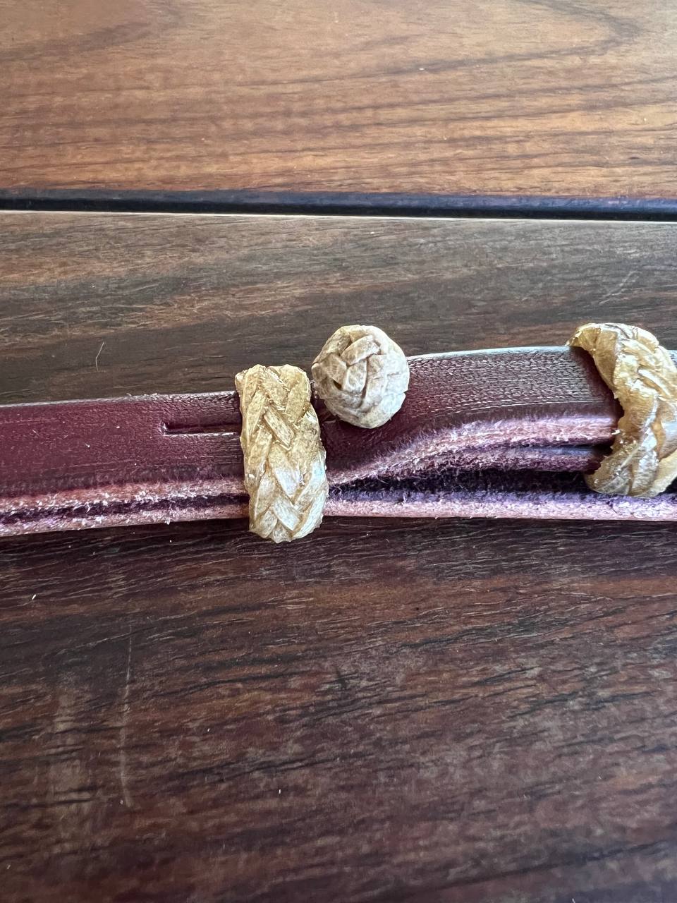 Curb Strap Braided Rawhide button