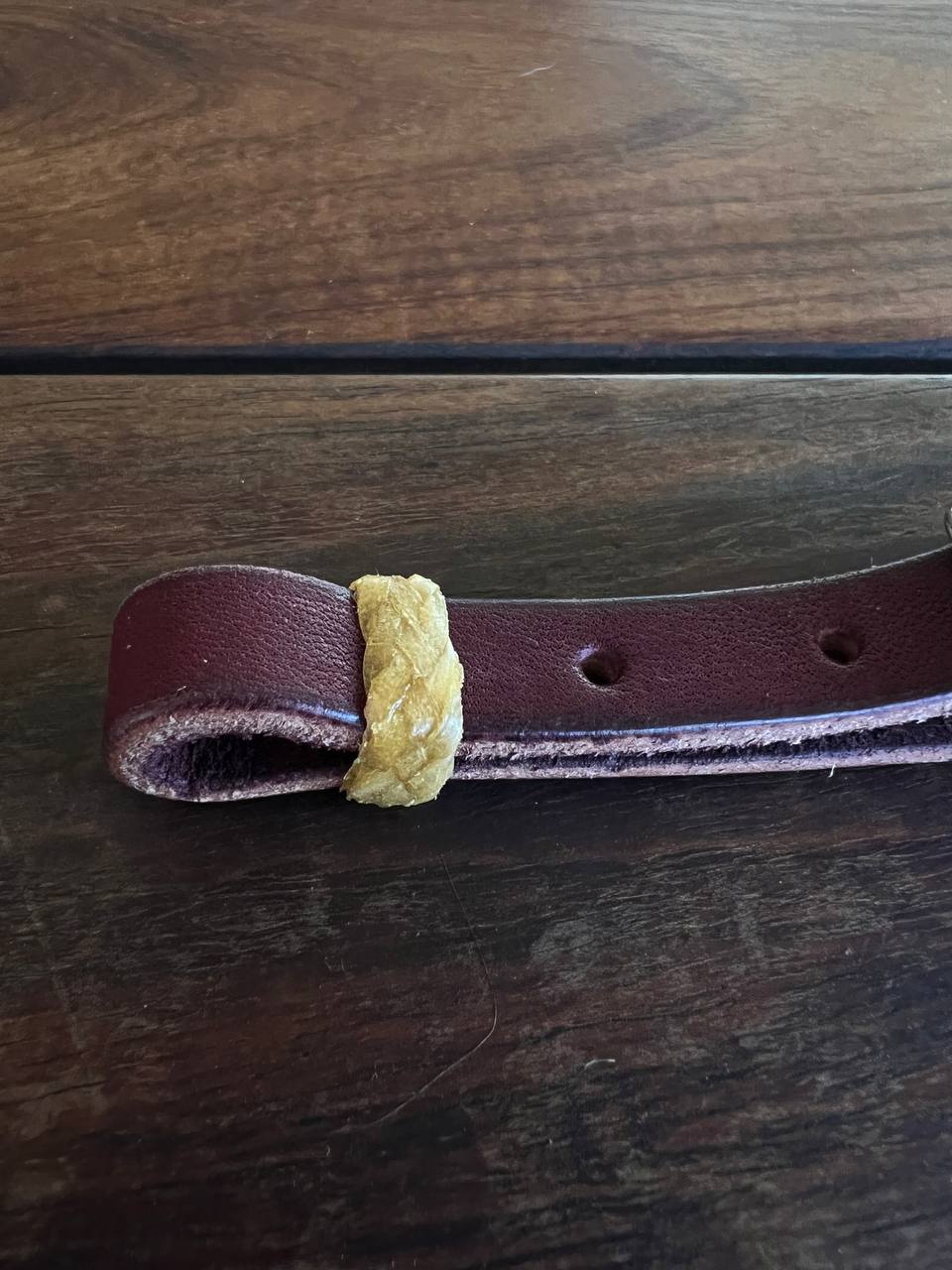 Curb One buckle rawhide accents