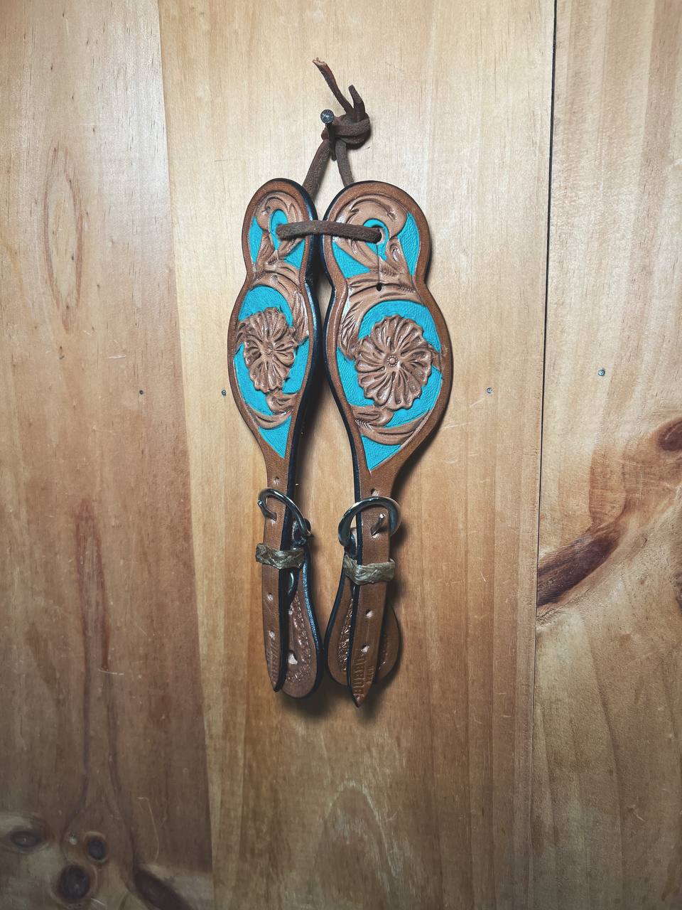 Handmade Floral Tooled Western Spur Straps